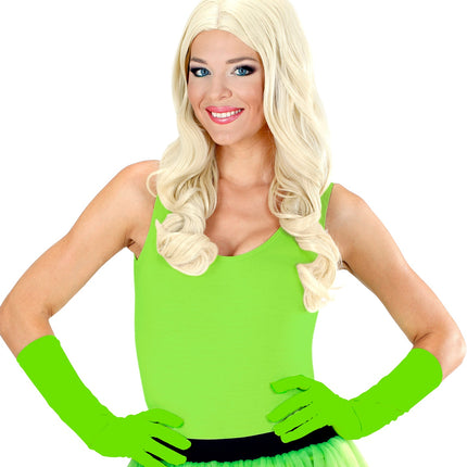 e-carnavalskleding-SYK Groene handschoenen neon lang