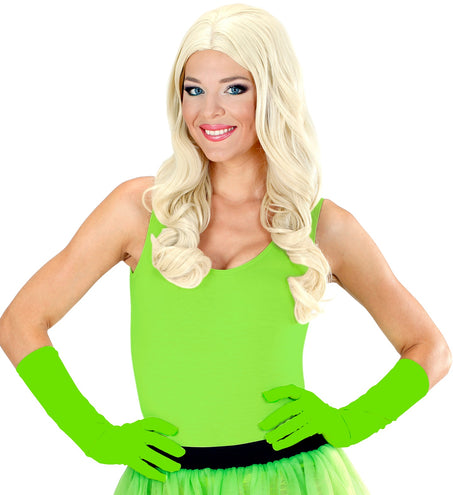 e-carnavalskleding-SYK Groene handschoenen neon lang