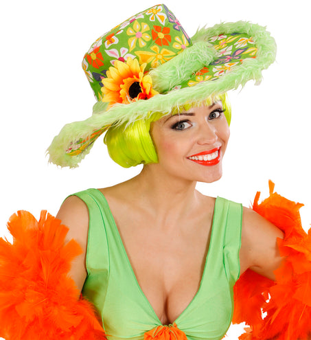 e-carnavalskleding-SYK Groene hoed Ibiza met zonnebloem