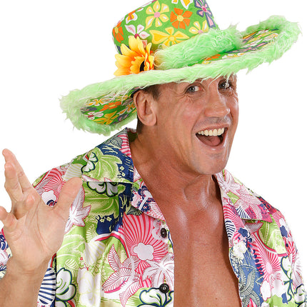 e-carnavalskleding-SYK Groene hoed Ibiza met zonnebloem
