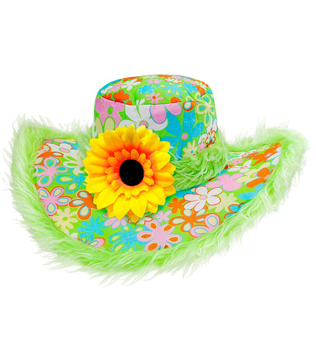 e-carnavalskleding-SYK Groene hoed Ibiza met zonnebloem