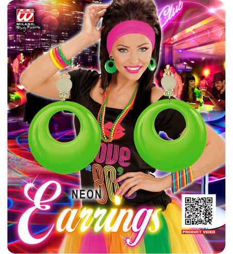 e-carnavalskleding-SYK Groene oorbellen neon disco