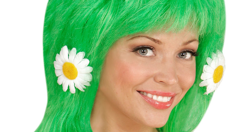 e-carnavalskleding-SYK Groene pruik met bloemen Moeder natuur