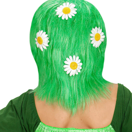 e-carnavalskleding-SYK Groene pruik met bloemen Moeder natuur