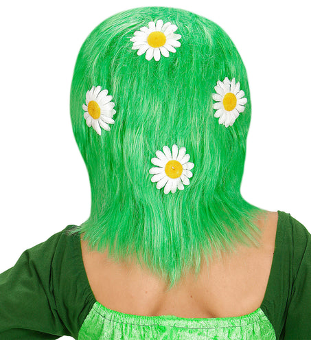 e-carnavalskleding-SYK Groene pruik met bloemen Moeder natuur