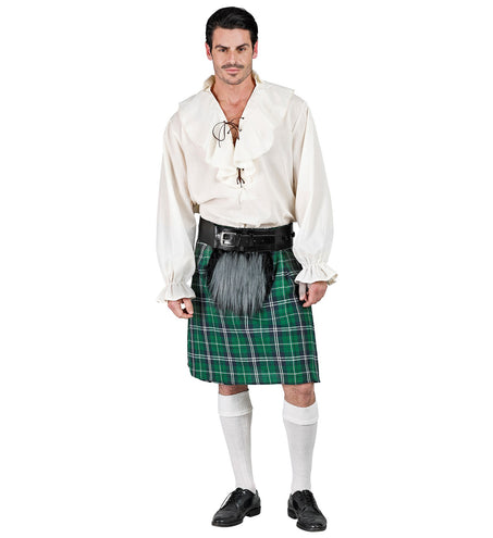 e-carnavalskleding-SYK Groene schotse kilt met heuptas