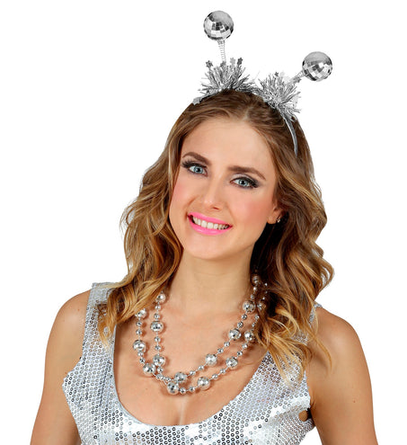 e-carnavalskleding-SYK Haarband disco ballen zilver