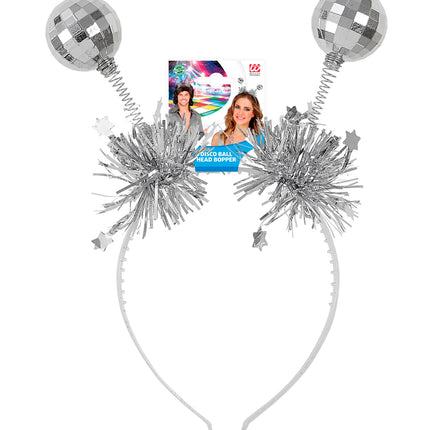 e-carnavalskleding-SYK Haarband disco ballen zilver