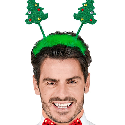 e-carnavalskleding-SYK Haarband kerstbomen met pluche