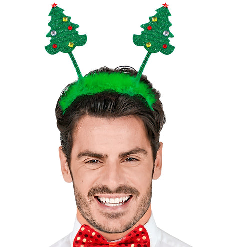 e-carnavalskleding-SYK Haarband kerstbomen met pluche