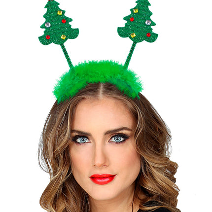 e-carnavalskleding-SYK Haarband kerstbomen met pluche