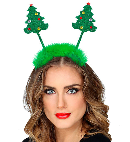 e-carnavalskleding-SYK Haarband kerstbomen met pluche