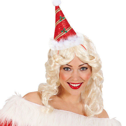 e-carnavalskleding-SYK Haarband kerstmuts met pailletten
