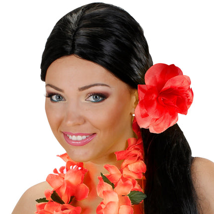 e-carnavalskleding-SYK Haarbloem rood met elastiek