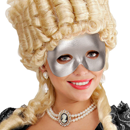 e-carnavalskleding-SYK Halfgezicht masker zilver metallic