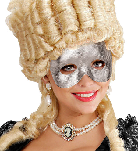 e-carnavalskleding-SYK Halfgezicht masker zilver metallic