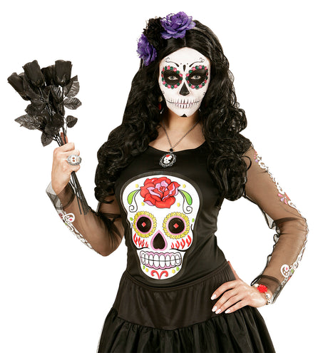e-carnavalskleding-SYK Halloween haarbandje met zwart paarse rozen