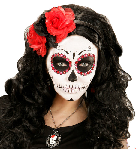 e-carnavalskleding-SYK Halloween haarbandje met zwarte rode rozen