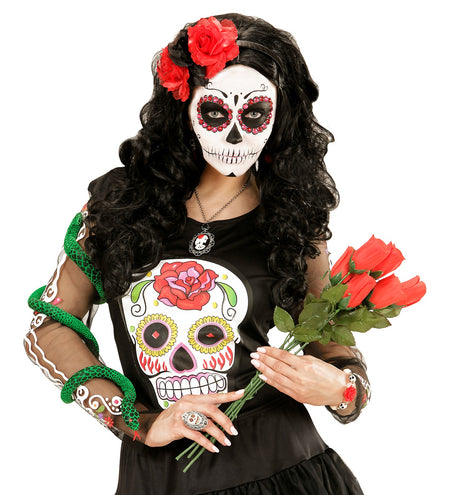 e-carnavalskleding-SYK Halloween haarbandje met zwarte rode rozen
