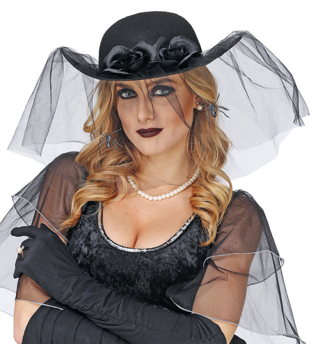 e-carnavalskleding-SYK Halloween hoed zwarte weduwe