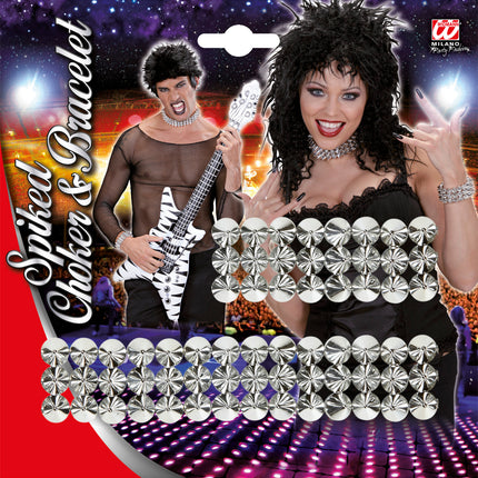 e-carnavalskleding-SYK Halsband en armband met spijkers