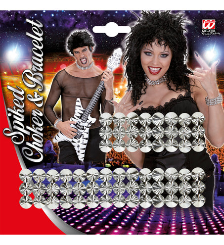 e-carnavalskleding-SYK Halsband en armband met spijkers
