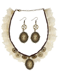 e-carnavalskleding-SYK Halsketting en oorbellen Steampunk