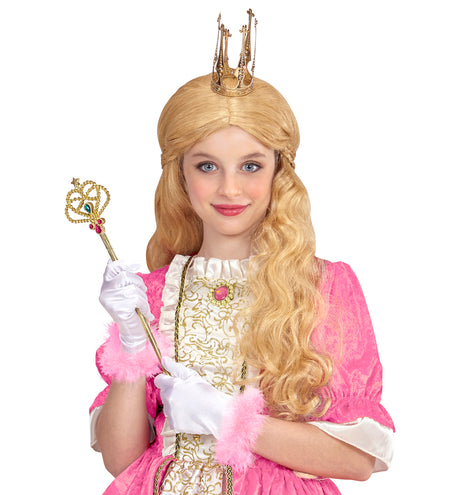 e-carnavalskleding-SYK Handschoen wit met roze marabou