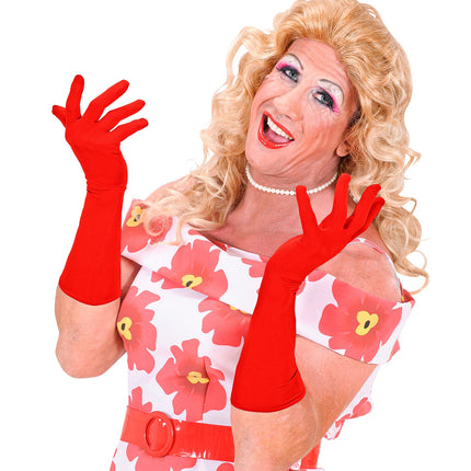 e-carnavalskleding-SYK handschoenen lycra 37cm rood