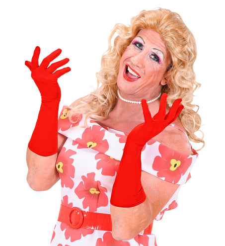 e-carnavalskleding-SYK handschoenen lycra 37cm rood