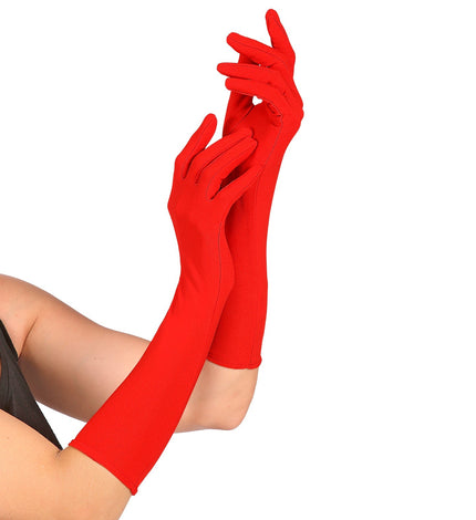 e-carnavalskleding-SYK handschoenen lycra 37cm rood