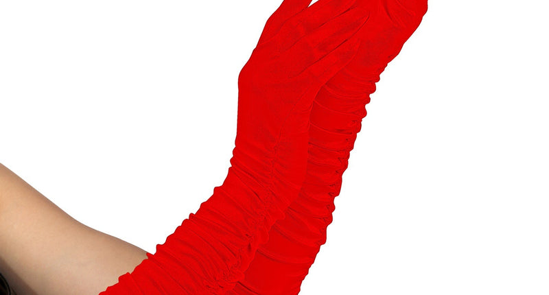 e-carnavalskleding-SYK handschoenen plisse lycra rood
