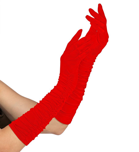 e-carnavalskleding-SYK handschoenen plisse lycra rood
