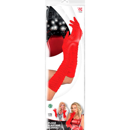 e-carnavalskleding-SYK handschoenen plisse lycra rood