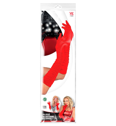 e-carnavalskleding-SYK handschoenen plisse lycra rood