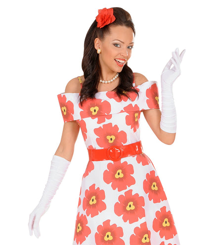 e-carnavalskleding-SYK handschoenen plisse lycra wit