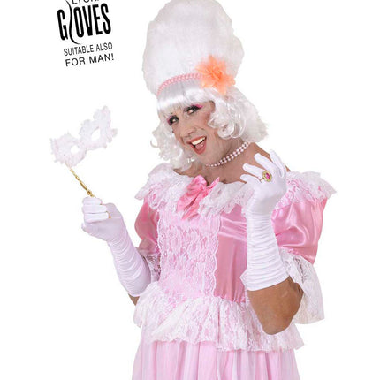 e-carnavalskleding-SYK handschoenen plisse lycra wit