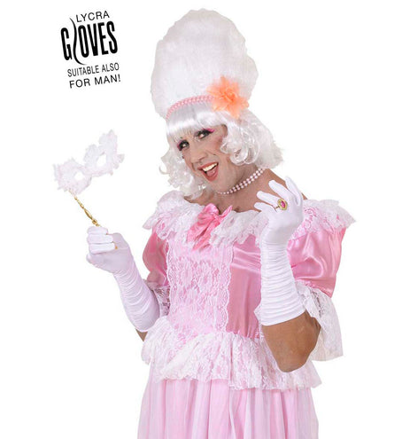 e-carnavalskleding-SYK handschoenen plisse lycra wit
