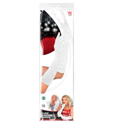 e-carnavalskleding-SYK handschoenen plisse lycra wit