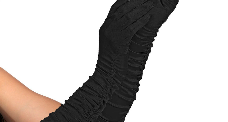 e-carnavalskleding-SYK handschoenen plisse lycra zwart