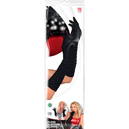 e-carnavalskleding-SYK handschoenen plisse lycra zwart