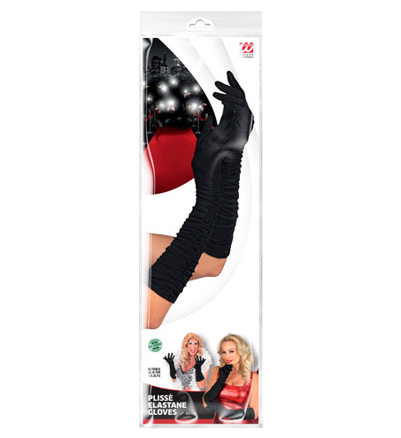 e-carnavalskleding-SYK handschoenen plisse lycra zwart