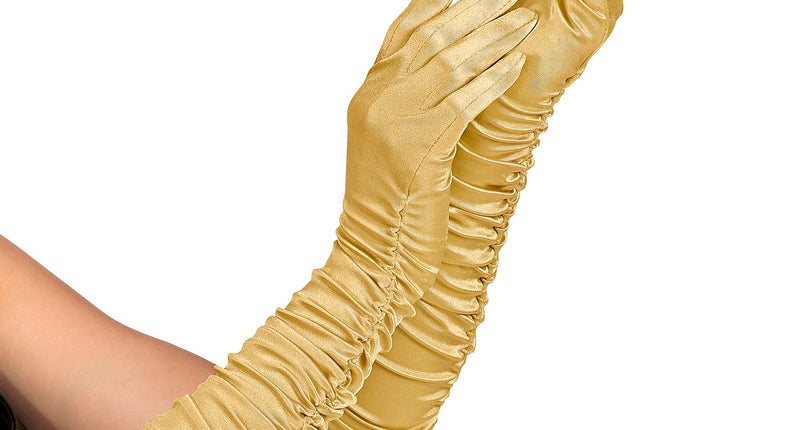 e-carnavalskleding-SYK Handschoenen satijn plissé goud