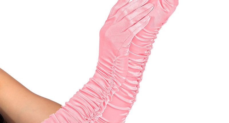e-carnavalskleding-SYK Handschoenen satijn plissé roze