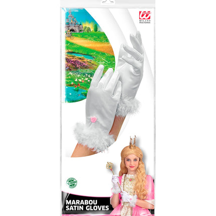 e-carnavalskleding-SYK Handschoenen wit glamour kinderen