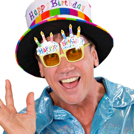 e-carnavalskleding-SYK Happy Birthday bril met taart