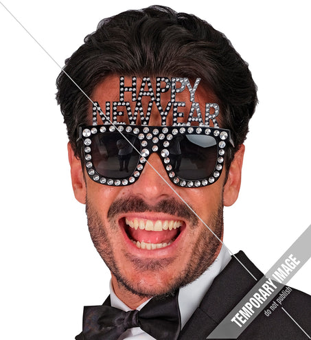 e-carnavalskleding-SYK Happy New Year bril zilver