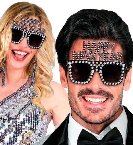 e-carnavalskleding-SYK Happy New Year bril zilver