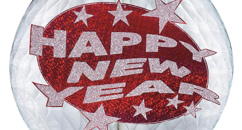e-carnavalskleding-SYK Happy new year decoratie bol rood