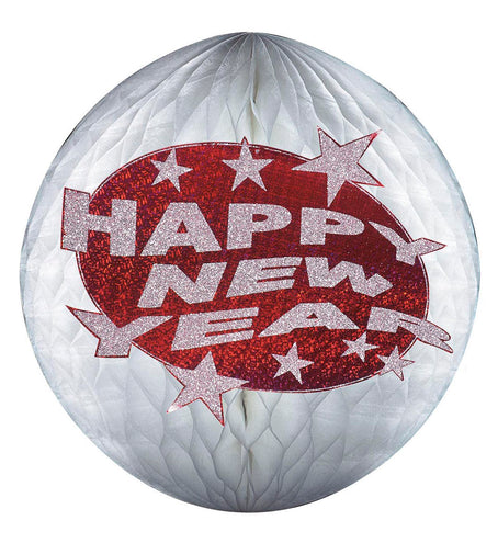 e-carnavalskleding-SYK Happy new year decoratie bol rood